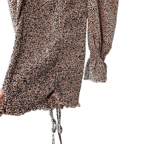 O. Vianca Animal Print Ruched Long Sleeve Mini Dress Size Small. - Picture 8 of 15